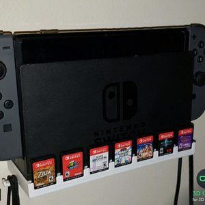 Nintendo Switch Dock Wall Mount and Cartridge Game Holder - Holds 7 Carts